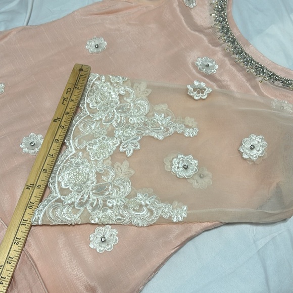 Shalwar kameez duppatta Indian Pakistani wear. Light pink white. Size M (40) - Picture 17 of 17